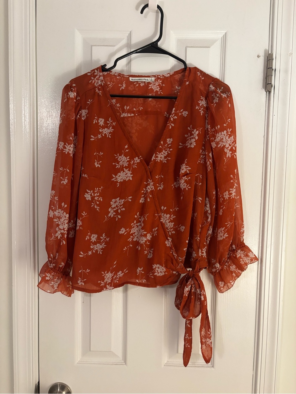 Abercrombie & Fitch Rust Floral Wrap Blouse